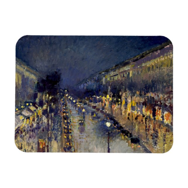Camille Pissarro - Boulevard Montmartre at Night Magnet (Horizontal)