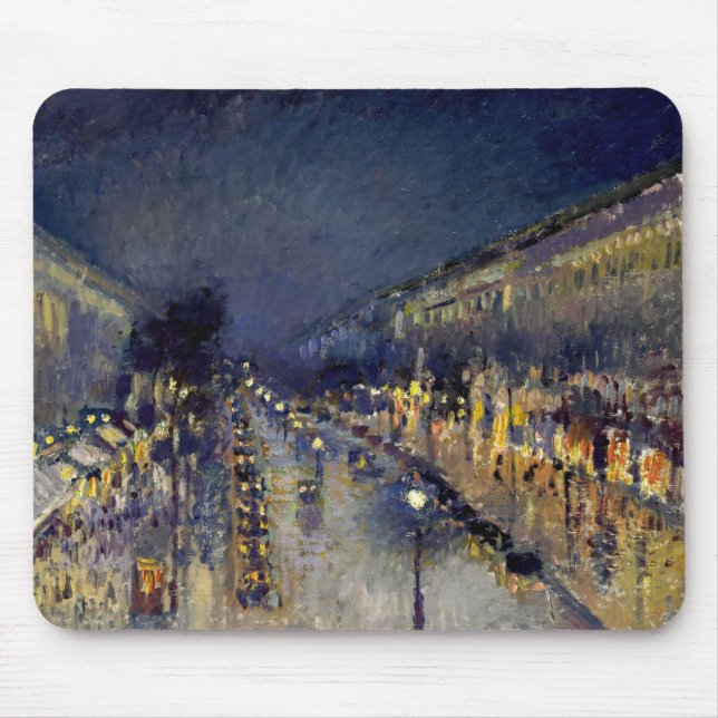 Camille Pissarro - Boulevard Montmartre at Night Mouse Pad (Front)