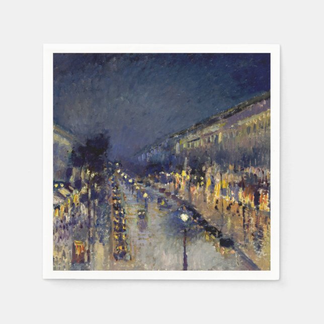 Camille Pissarro - Boulevard Montmartre at Night Napkins (Front)