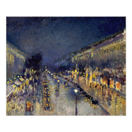 Camille Pissarro - Boulevard Montmartre at Night Photo Print