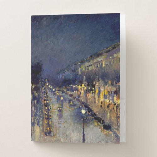Camille Pissarro _ Boulevard Montmartre at Night Pocket Folder