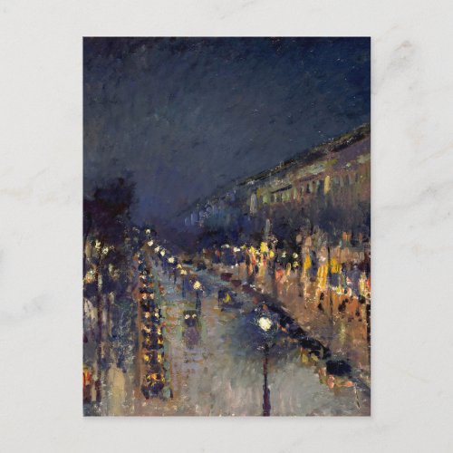Camille Pissarro Boulevard Montmartre at Night Postcard