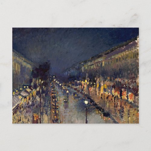 Camille Pissarro Boulevard Montmartre at Night Postcard