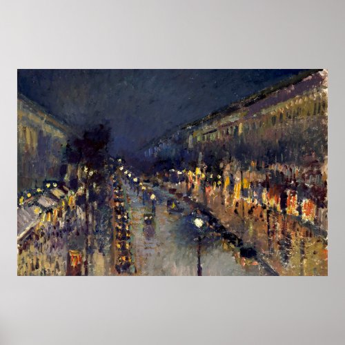 Camille Pissarro Boulevard Montmartre at Night Poster