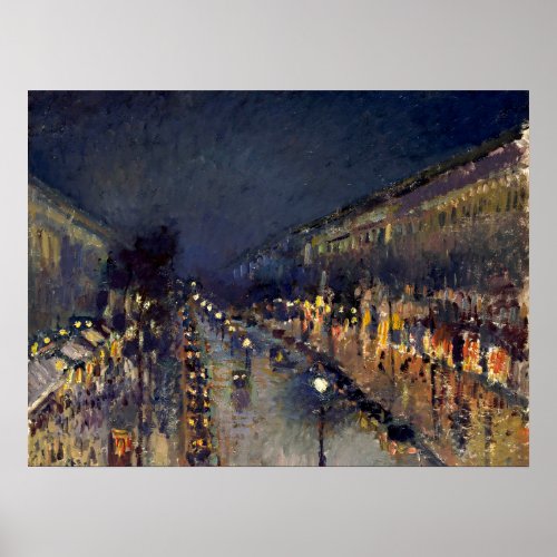 Camille Pissarro Boulevard Montmartre at Night Poster