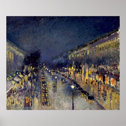 Camille Pissarro _ Boulevard Montmartre at Night Poster