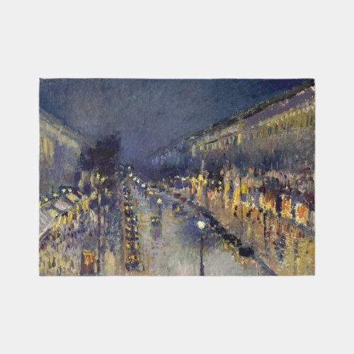 Camille Pissarro _ Boulevard Montmartre at Night Rug
