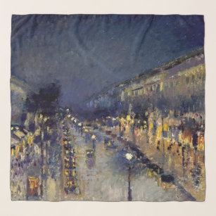 Camille Pissarro - Boulevard Montmartre at Night Scarf