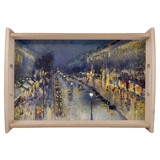 Camille Pissarro - Boulevard Montmartre at Night Serving Tray (Front)