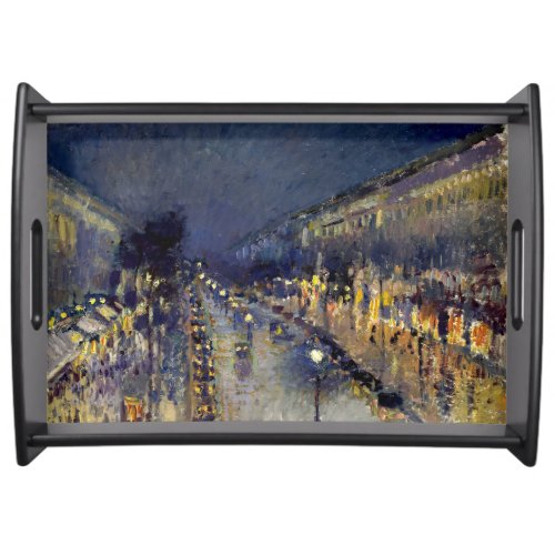 Camille Pissarro _ Boulevard Montmartre at Night Serving Tray