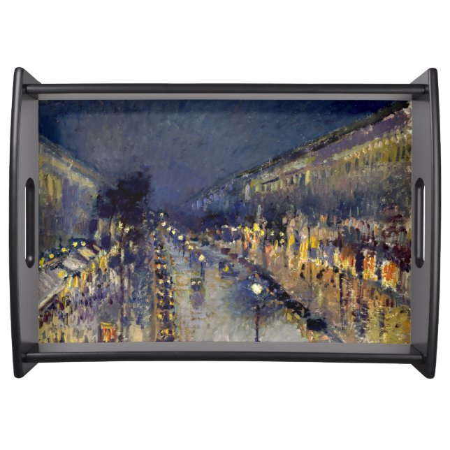 Camille Pissarro - Boulevard Montmartre at Night Serving Tray (Front)
