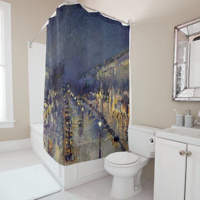 Camille Pissarro - Boulevard Montmartre at Night Shower Curtain (In Situ)