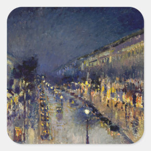 Camille Pissarro - Boulevard Montmartre at Night Square Sticker