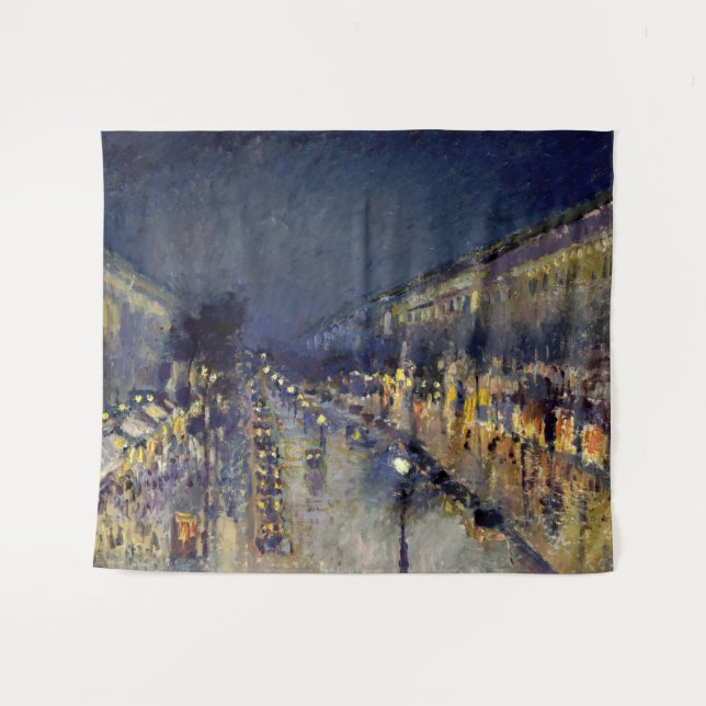 Camille Pissarro - Boulevard Montmartre at Night Tapestry (Front (Horizontal))