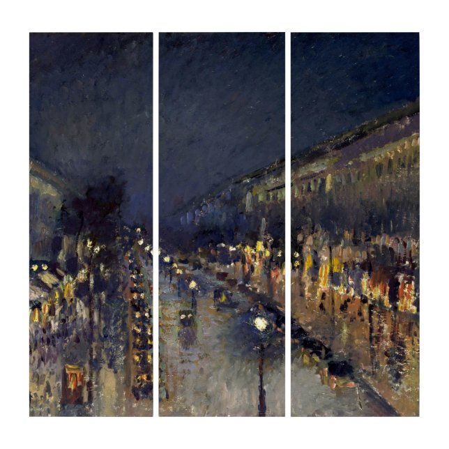 Camille Pissarro Boulevard Montmartre at Night Triptych (Front)