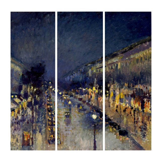 Camille Pissarro - Boulevard Montmartre at Night Triptych (Front)