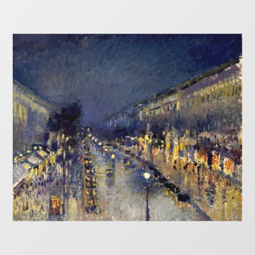 Camille Pissarro _ Boulevard Montmartre at Night Window Cling