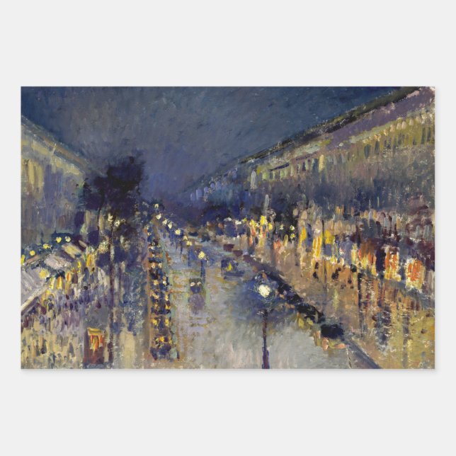 Camille Pissarro - Boulevard Montmartre at Night Wrapping Paper Sheets (Front)