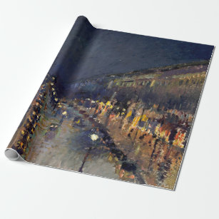 Camille Pissarro Boulevard Montmartre Blue Night Wrapping Paper