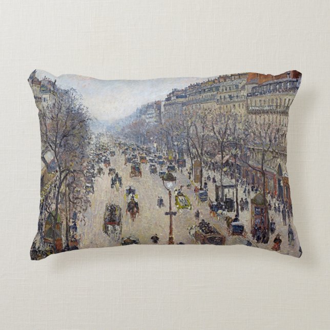 Camille Pissarro - Boulevard Montmartre, morning Accent Pillow (Front)