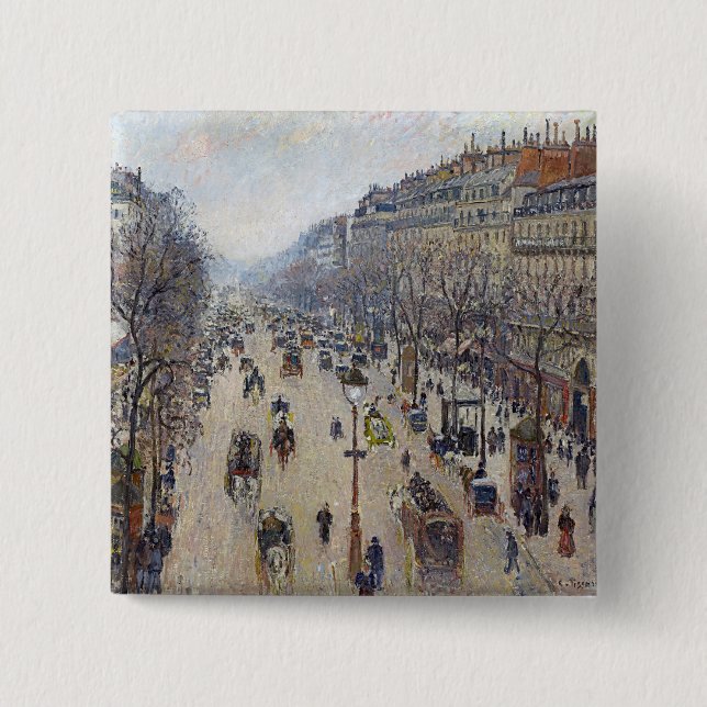 Camille Pissarro - Boulevard Montmartre, morning Button (Front)