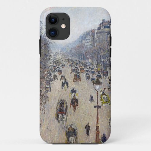 Camille Pissarro _ Boulevard Montmartre morning iPhone 11 Case