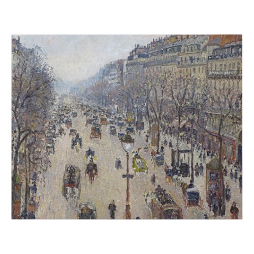Camille Pissarro _ Boulevard Montmartre morning Faux Canvas Print