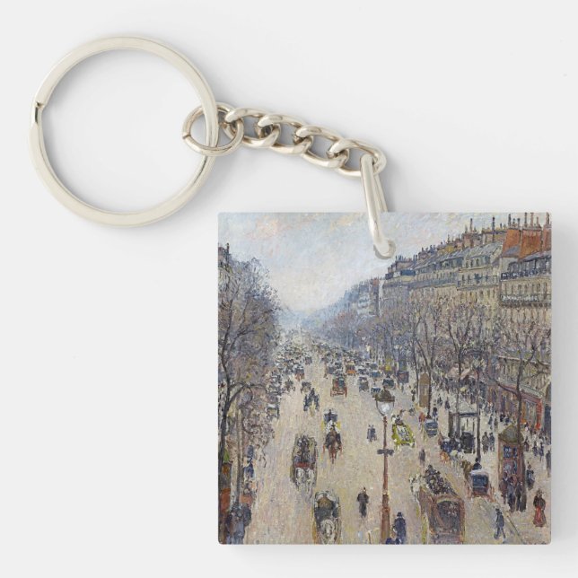 Camille Pissarro - Boulevard Montmartre, morning Keychain (Front)