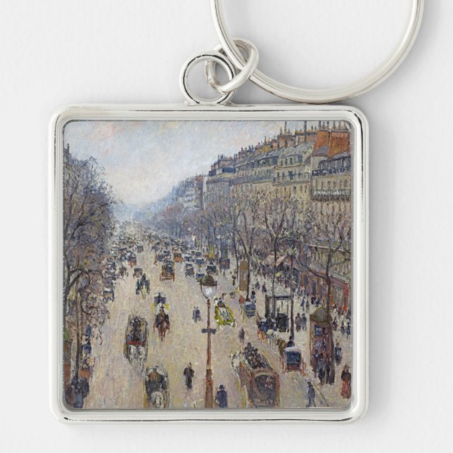 Camille Pissarro - Boulevard Montmartre, morning Keychain (Front)