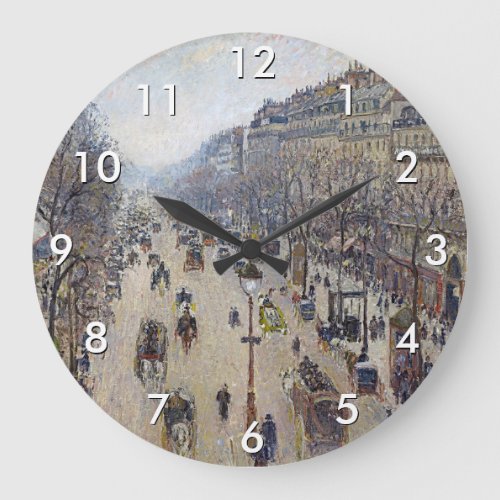 Camille Pissarro _ Boulevard Montmartre morning Large Clock