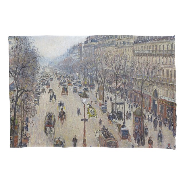 Camille Pissarro - Boulevard Montmartre, morning Pillow Case (Front)