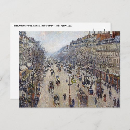 Camille Pissarro _ Boulevard Montmartre morning Postcard