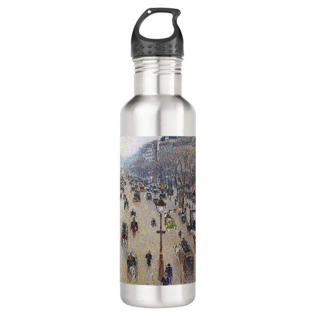 Camille Pissarro - Boulevard Montmartre, morning Stainless Steel Water Bottle (Front)
