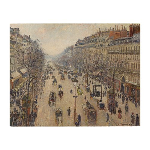 Camille Pissarro _ Boulevard Montmartre morning Wood Wall Art