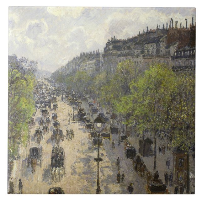 Camille Pissarro - Boulevard Montmartre, Spring Ceramic Tile (Front)