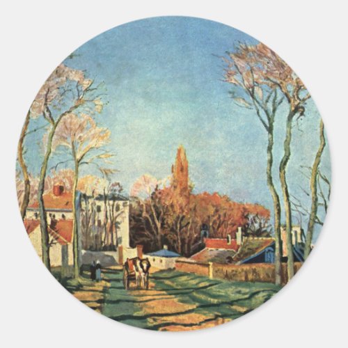 Camille Pissarro Entrance to Village of Voisins Classic Round Sticker