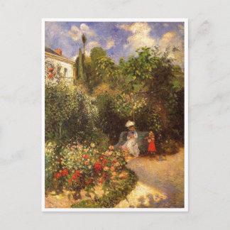 Camille Pissarro - Garden 1877 bench shade tree Postcard