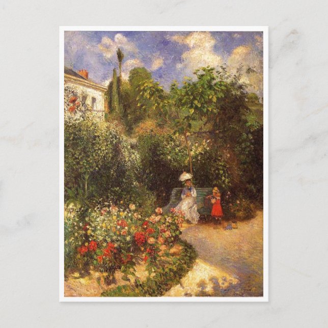 Camille Pissarro - Garden 1877 bench shade tree Postcard (Front)