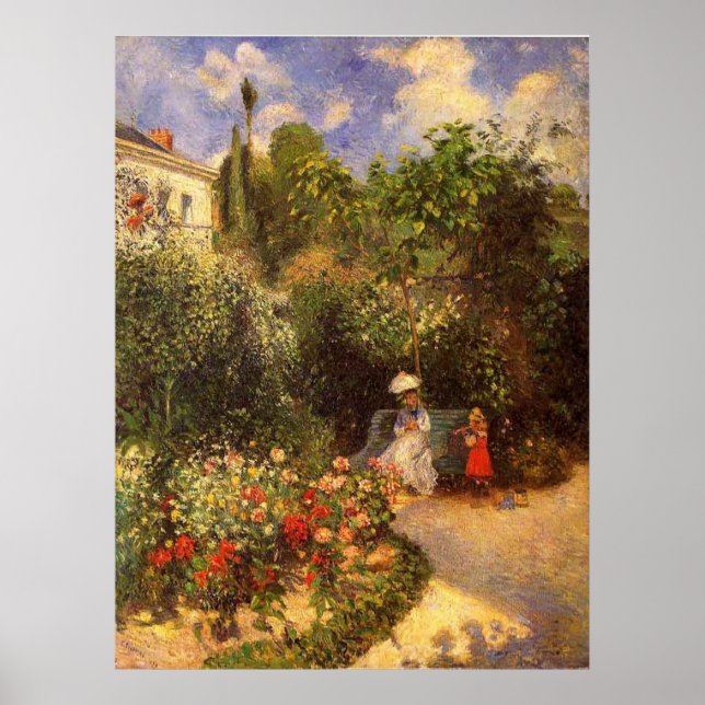 Camille Pissarro - Garden 1877 bench shade tree Poster (Front)