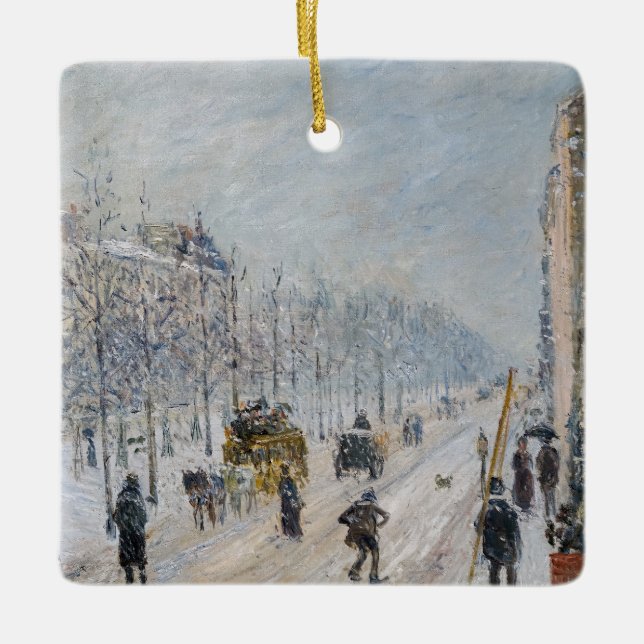Camille Pissarro - Outer Boulevards, Snow Effect Ceramic Ornament (Front)