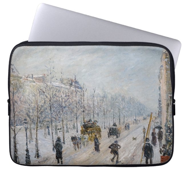 Camille Pissarro - Outer Boulevards, Snow Effect Laptop Sleeve (Front)