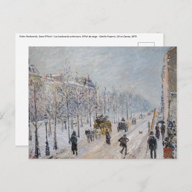 Camille Pissarro - Outer Boulevards, Snow Effect Postcard (Front/Back)