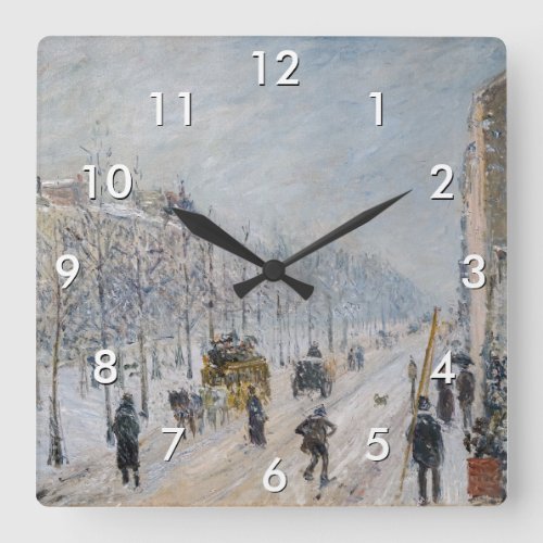 Camille Pissarro _ Outer Boulevards Snow Effect Square Wall Clock