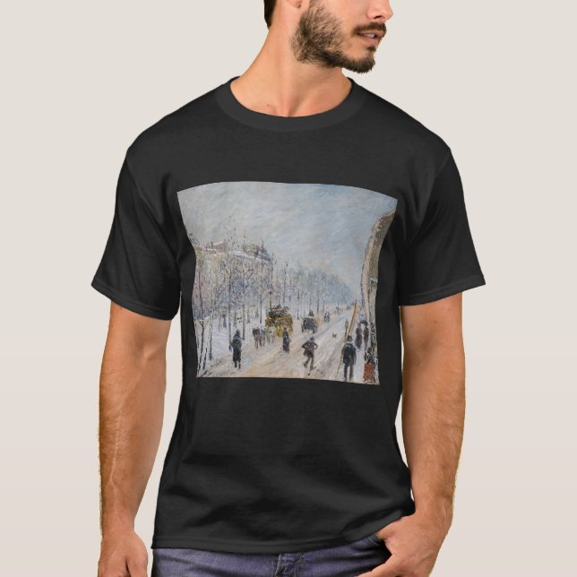 Camille Pissarro - Outer Boulevards, Snow Effect T-Shirt (Front)