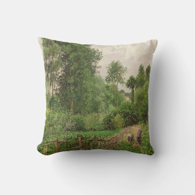 Camille Pissarro | Paysage, temps gris a Eragny Throw Pillow (Front)