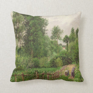 Camille Pissarro Paysage, temps gris a Eragny Throw Pillow