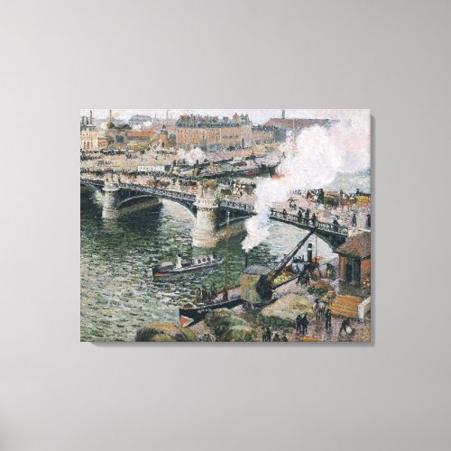 Camille Pissarro Pont Boieldieu in Rouen Painting Canvas Print
