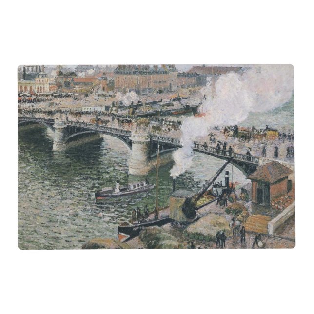 Camille Pissarro Pont Boieldieu in Rouen Painting Placemat (Front)