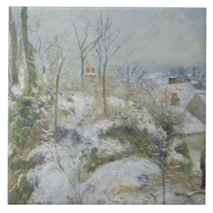 Camille Pissarro - Rabbit Warren at Pontoise, Snow Ceramic Tile