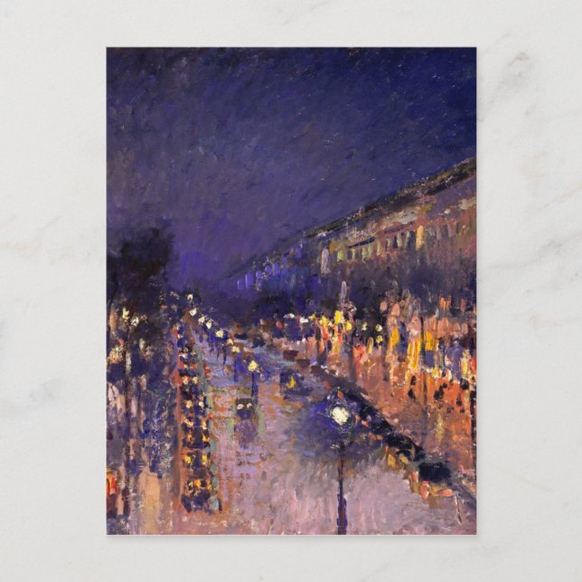 Camille Pissarro The Boulevard Montmartre At Night Postcard (Front)